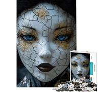 Puzzles for Teenagers 1000 Pieces Cracked Doll Face with Gold Accents Adult Puzzles Hands-on Game But Fun And Humorous Christmas Birthday Gifts (Size 38x26cm)