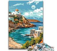 Puzzles for Teenagers 1000 Pieces Crete Coastal Landscape 1000 Pieces for Teenagers,with Matching Poster And Trivia Sheet for And Age 14 Years Up (26x38cm)