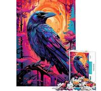 Puzzles for Teenagers 1000 Pieces Crow Ravens Ink Puzzle for Adults Relaxing Games Presents for Women Unique Birthday And Xmas Gifts (Size 38x52cm)