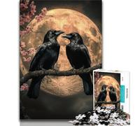 Puzzles for Teenagers 1000 Pieces Crows Under The Moon 1000 Pieces for Teenagers,with Matching Poster And Trivia Sheet for And Age 14 Years Up 75x50cm