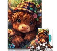 Puzzles for Teenagers 1000 Pieces Cute Baby Highland Cow,Educational Family Game Wall Decoration Unique Birthday And Xmas Gifts (38x26cm)