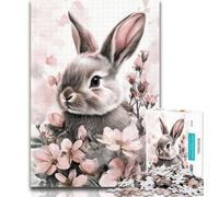 Puzzles for Teenagers 1000 Pieces Cute Fluffy Bunny 1000 Pieces for Adults,Stress Reliever Difficult Challenge Secret Santa Gifts 26x38cm