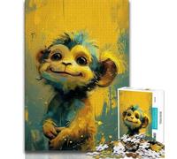 Puzzles for Teenagers 1000 Pieces Cute Little Yellow Monkey 1000 Pieces for Adults,Stress Reliever Staycation Kill Time Enhance Love between Couples (size 75x50cm)