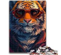 Puzzles for Teenagers 1000 Pieces Cute Tiger Brain Intelligence Challenge Addictive Toys Funny Gift for Ages 14+ 26x38cm