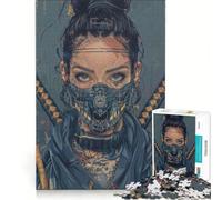 Puzzles for Teenagers 1000 Pieces Cyber Samurai Ninja Woman, Educational Toy, Improve Memory, with Matching Poster And Trivia Sheet 38x52cm