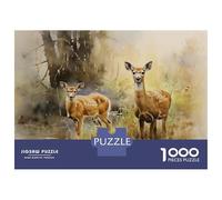 Puzzles for Teenagers 1000 Pieces Deer in The Woods Jigsaws for Adults Hands-on Game Difficult Hard Fun at Home Activities, 38x26cm/1000pcs