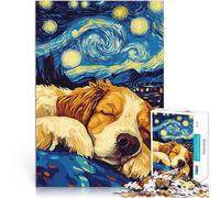puzzles for teenagers 1000 pieces Dog Sleeping Under Starry Night Stress Relief Toys for is ideal as a gift for the whole family 26x38cm