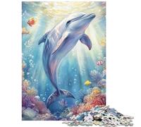 Puzzles for Teenagers 1000 Pieces Dolphin in Coral Reef Help The Brain Exercise Tough Challenge Practical Game for And 14 Years And over (38x26cm)