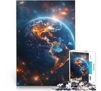 puzzles for teenagers 1000 pieces Earth from Space Glowing Globe Citylights Galaxy Analyse und Logik Ein Kunstwerk75x50cm