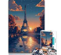 Puzzles for Teenagers 1000 Pieces Eiffel Tower at Sunset Adult Puzzles,Decompressing Intellectual Educational Toy Birthday Gift 38x26cm