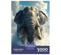 Puzzles for Teenagers 1000 Pieces Elephant Emerging from The Ocean Adult Jigsaw Puzzle Brain Teaser Game Hand Speed Race Fun Activities at Home 38x26cm/1000pcs