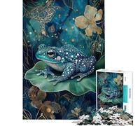 Puzzles for Teenagers 1000 Pieces Enchanted Blue Frog on A Leaf - Mystical Nature Art Adult Puzzles Hands-on Game But Fun And Humorous Christmas Birthday Gifts (Size 38x26cm)