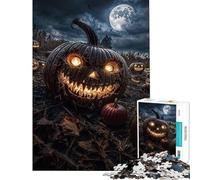 Puzzles for Teenagers 1000 Pieces Evil Pumpkin Halloween Puzzle for Adults Hands-on Game Difficult Challenge Fun at Home Activities, (Size 38x52cm)