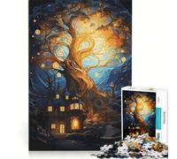 Puzzles for Teenagers 1000 Pieces Fantasy House Under A Tree, Impossible Game, Birthday Present, Unique Birthday And Gifts 38x26cm