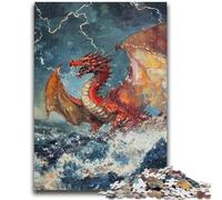 Puzzles for Teenagers 1000 Pieces Fantasy Red Dragon Decompressing Intellectual Educational Toy Secret Santa Gifts 26X38CM