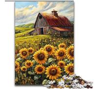 Puzzles for Teenagers 1000 Pieces Farm Sunflowers, Toy Intellectual Game Enhance Love between Couples for Ages 14+ 50x75cm