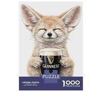 Puzzles for Teenagers 1000 Pieces Fennec Fox with Guinness Jigsaws for Adults Fun Games But Fun And Humorous Christmas Birthday Gifts 38x26cm/1000pcs