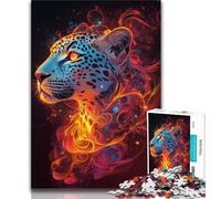 Puzzles for Teenagers 1000 Pieces Flame Leopard Teenager Jigsaw,Educational Games Home Decoration Birthday Present, Gifts, Wall Art (size 75x50cm)