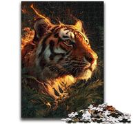Puzzles for Teenagers 1000 Pieces Flame Tiger 1000 Pieces for Adults,Stress Reliever Difficult Challenge Secret Santa Gifts (50x75cm)