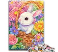 Puzzles for Teenagers 1000 Pieces Flower Bunny Challenging Game And Family Play for Is Ideal As A Gift for The Whole Family 50x75cm