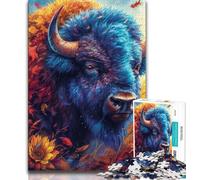Puzzles for Teenagers 1000 Pieces Flowers And Bison Teenager Puzzles,Family Activity Fun at Home Activities, Birthday Present,Travel Gifts (size 75x50cm)