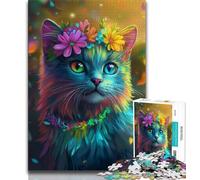Puzzles for Teenagers 1000 Pieces Flowers And Cats Teenager Puzzles,Family Activity Fun at Home Activities, Birthday Present,Travel Gifts (size 38x26cm)