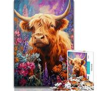 Puzzles for Teenagers 1000 Pieces Flowers And Yaks Teenager Jigsaw,Educational Games Home Decoration Birthday Present, Gifts, Wall Art (size 75x50cm)
