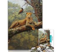 Puzzles for Teenagers 1000 Pieces Forest Jungle Deer Cheetah Teenager Jigsaw,Educational Games Home Decoration Birthday Present, Gifts, Wall Art (size 75x50cm)