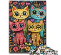 Puzzles for Teenagers 1000 Pieces Four Cats Relax Games Educational Game for Birthday, Chrismas for And Age 14 Years Up 26x38cm