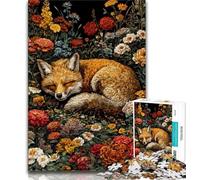 Puzzles for Teenagers 1000 Pieces Fox Sleeping in The Flowers Adult Puzzles,Decompressing Intellectual Educational Toy Birthday Gift 38x26cm
