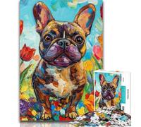 Puzzles for Teenagers 1000 Pieces French Bulldog 1000 Pieces for Adults,Stress Reliever Difficult Challenge Secret Santa Gifts 26x38cm
