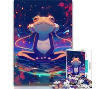 Puzzles for Teenagers 1000 Pieces Frog Listening to Music,Help The Brain Exercise Addictive Toys to Cultivate Patience Gift For Birthdays (38x26cm)