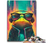 Puzzles for Teenagers 1000 Pieces Frog with Glasses Challenging Game And Family Play Wall Decoration Unique Birthday And Xmas Gifts 26x38cm