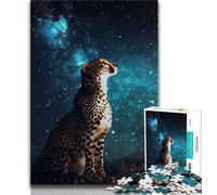 Puzzles for Teenagers 1000 Pieces Galaxy Cheetah,Educational Games Home Decoration Educational Game for Birthday,Chrismas (38x26cm)