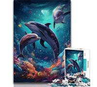 Puzzles for Teenagers 1000 Pieces Galaxy Dolphin,Educational Games Home Decoration for Is Ideal As A Gift for The Whole Family 38X26CM