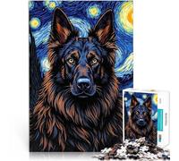 puzzles for teenagers 1000 pieces German Shepherd Starry Night Hands-on-Spiel Künstlersammlung, Bildende Kunst52x38cm