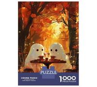 Puzzles for Teenagers 1000 Pieces Ghosts Drinking Coffee Puzzles for Adults Hands-on Game Stress Reliever Fun at Home Activities, 38x26cm/1000pcs