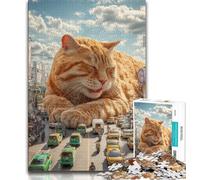 Puzzles for Teenagers 1000 Pieces Giant Orange Cat Teenager Jigsaw,Educational Games Home Decoration Birthday Present, Gifts, Wall Art (size 75x50cm)