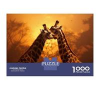 Puzzles for Teenagers 1000 Pieces Giraffe Sunset Romance Adult Jigsaw Puzzle Brain Teaser Game Hand Speed Race Fun Activities at Home 70x50cm/1000pcs