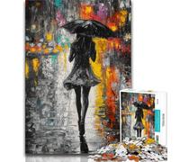 Puzzles for Teenagers 1000 Pieces Girl with An Umbrella 1000 Pieces for Teenagers,Staycation Kill Time with Matching Poster And Trivia Sheet (size 75x50cm)