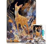 Puzzles for Teenagers 1000 Pieces Golden Animal Deer,Educational Games Home Decoration for Is Ideal As A Gift for The Whole Family (75x50cm)