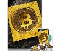 Puzzles for Teenagers 1000 Pieces Golden Bitcoin Adult Jigsaw,Fun Games Wall Decoration Unique Birthday And Xmas Gifts 38x26cm