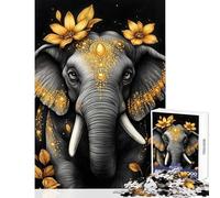 Puzzles for Teenagers 1000 Pieces Golden Elephant Art Animal Brain Teaser Game Staycation Kill Time Home Decoration Toys Parent-child Interaction (38x26cm)