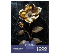 Puzzles for Teenagers 1000 Pieces Golden Flower on Marble Background Adult Jigsaw Brain Teaser Game Pattern Assembly Unique Birthday And Xmas Gifts 38x26cm/1000pcs