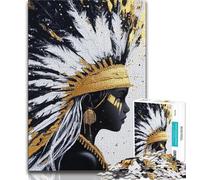 Puzzles for Teenagers 1000 Pieces Golden Indian Princess,Stress Reliever Difficult Challenge Every Piece Is Unique - Challenging Family Fun Game (75x50cm)