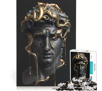Puzzles for Teenagers 1000 Pieces Golden Medusa Statue, Educational Toy, Improve Memory, with Matching Poster And Trivia Sheet (38x52cm)