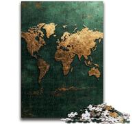 Puzzles for Teenagers 1000 Pieces Golden World Map 1000 Pieces for Adults,Stress Reliever Difficult Challenge Secret Santa Gifts (38x26cm)