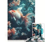 Puzzles for Teenagers 1000 Pieces Goldfish in Bloom, Educational Toy, Improve Memory, with Matching Poster And Trivia Sheet (38x26cm)