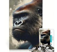 Puzzles for Teenagers 1000 Pieces Gorillas Face, Educational Games, Wall Decoration, with Matching Poster And Trivia Sheet (38x52cm)