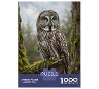 Puzzles for Teenagers 1000 Pieces Great Grey Owl Perched on Mossy Branch Adult Jigsaw Brain Teaser Game Pattern Assembly Unique Birthday And Xmas Gifts 38x26cm/1000pcs